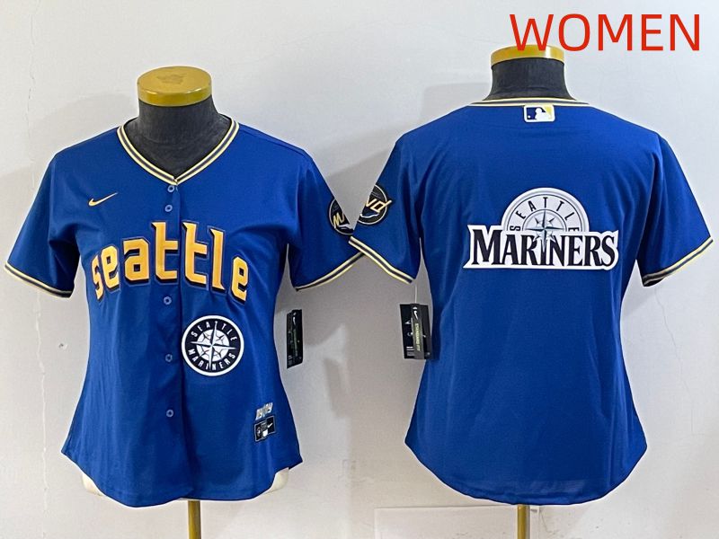 Women 2025 Seattle Mariners Blank Blue City Edition Nike MLB Jersey style 14->women mlb jersey->Women Jersey